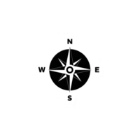 Black and white compass rose with cardinal directions N E S W and intermediate directions NE SE SW NW is depicted simple classic design. compass is centered with circular outline.compass rose png