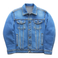 Blue denim jacket with button closure and chest pockets, showcasing classic style and casual fashion. jacket features collar and long sleeves, perfect for versatile wear png