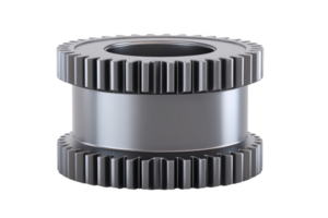 A metallic gear with interlocking teeth is displayed, showcasing its industrial design and functionality. gear cylindrical shape and precise engineering highlight its use in machinery png