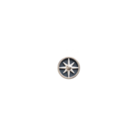 A silver compass rose emblem with star design is centered on transparency background, symbolizing navigation and direction. metallic finish adds sleek, modern touch png