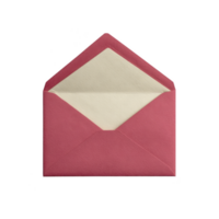 A red envelope with cream colored interior is open, showcasing its elegant design. envelope is positioned against plain background, highlighting its vibrant color and texture png