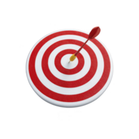 A red and white target with bullseye hit by single arrow symbolizes precision and success. arrow is perfectly centered, indicating accuracy and achievement png