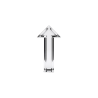 A shiny, metallic arrow pointing upwards is centered on transparency background, symbolizing direction and progress. sleek design and reflective surface add modern touch png