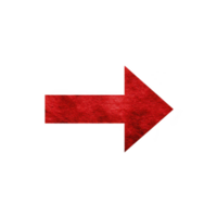 A bold red arrow pointing to right on transparent background, symbolizing direction or movement. arrow is textured, adding dynamic and eye catching element to design png
