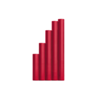 A red, vertical bar graph with five ascending bars represents growth or progress. bars are evenly spaced and increase in height from left to right, symbolizing positive trends or data analysis png
