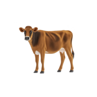 A brown cow stands facing forward, showcasing its full body with calm expression. cow coat is smooth and shiny, highlighting its healthy appearance png