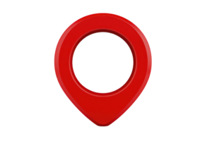 A red 3d map pin icon on transparency background, symbolizing location or navigation. pin is simple and modern, often used in digital maps and applications to mark specific point png