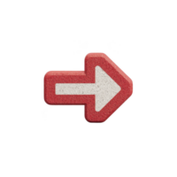 A red and white arrow sign with textured surface points to right, isolated on transparency background. bold design and clear direction make it ideal for navigation or instructional purposes png