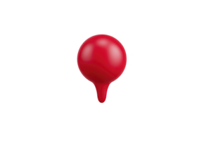 A vibrant red paint drip forms glossy, spherical shape, creating striking visual effect against plain background. smooth texture and bold color evoke sense of creativity and modern art png