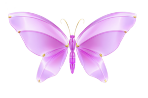 A vibrant pink butterfly with delicate, translucent wings and golden accents, showcasing elegance and beauty in nature. butterfly symmetrical design and soft hues create sense of tranquility png