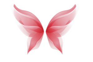 A pair of translucent pink butterfly wings with soft gradient effect, creating ethereal and delicate appearance. wings have layered, flowing design that suggests movement and grace png