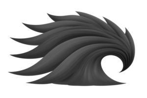A stylized black wave design with flowing, curved lines creates dynamic and abstract appearance, resembling sleek, modern emblem or logo png