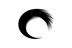 A black brushstroke circle with textured, incomplete design, symbolizing simplicity and elegance, often associated with zen art and mindfulness practices png