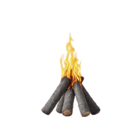 A campfire with logs burning brightly, flames flickering upwards, creating warm and inviting atmosphere. firewood is arranged in classic teepee style, ideal for outdoor gatherings png