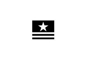 A black and white minimalist icon features star centered within rectangular shape, with three horizontal lines beneath it, creating simple and modern design png