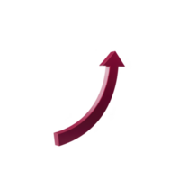 A red upward curved arrow on transparent background symbolizes growth, progress, or increase. arrow sleek design and vibrant color convey sense of positivity and forward movement png