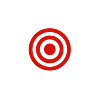 A red target symbol with concentric circles on transparency background, conveying focus and precision. design is simple and bold, often used in contexts related to aiming or goals png