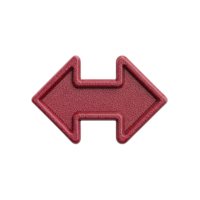 A red, textured, double headed arrow pointing left and right on transparency background, symbolizing direction and choice. arrow has leather like appearance, adding tactile feel png