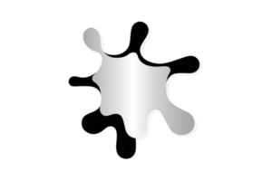 A shiny silver splash shape with smooth edges on transparency background, resembling liquid or paint splatter. design is abstract and modern, evoking creativity and fluidity png