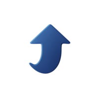 Blue upward arrow with curved tail symbolizes progress or increase. arrow is simple and bold, often used in digital interfaces to indicate upward movement or positive change png