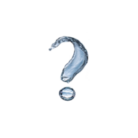 Shiny, reflective water question mark symbol on transparency background, creating sense of curiosity and mystery png