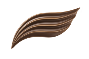 Smooth, flowing swirl of rich, dark chocolate creates elegant, abstract shape resembling leaf or feather. glossy texture and deep brown color evoke sense of indulgence and luxury png