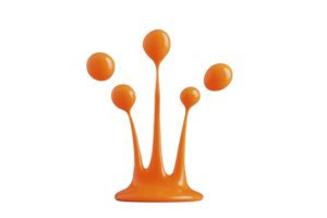 Vibrant splash of orange paint creates artistic and dynamic shape against transparency background, capturing motion and energy png