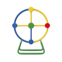 A colorful abstract sculpture featuring circular design with intersecting lines and vibrant colors, including blue, yellow, red, and green, creating playful and modern aesthetic png