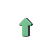 A 3d green arrow pointing upwards on plain background, symbolizing direction or progress. arrow is simple and modern, suitable for various design purposes png