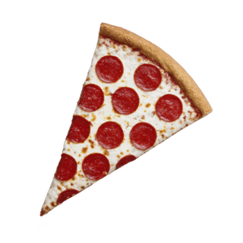 un' fetta di peperoni Pizza con fuso formaggio e croccante Crosta è mostrato contro pianura sfondo. Pizza fetta è sormontato con in modo uniforme distanziati peperoni fette, la creazione di classico e appetitoso Guarda png