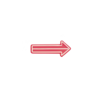 Glowing red neon arrow pointing to right on transparency background, symbolizing direction and movement. bright light creates vibrant and eye catching effect png