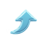 Shiny blue upward arrow with glossy finish, symbolizing progress or increase, isolated on transparency background. arrow sleek design adds modern touch png