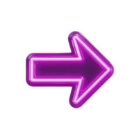 Glowing neon pink arrow pointing to right on transparent background, creating vibrant and modern look. Perfect for digital designs, signage, or highlighting important information png
