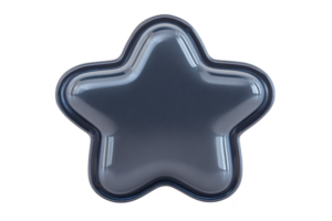 A glossy, blue star shaped object with smooth surface and rounded edges, reflecting light. design is simple and modern, evoking sense of calm and creativity png