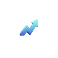 A blue 3d arrow icon pointing upwards, symbolizing growth and progress. arrow has zigzag shape, often used in financial or business contexts to represent increasing trends or success png