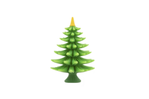 Vibrant green Christmas tree with yellow star on top, featuring layered branches and festive appearance. tree is stylized and stands alone against plain background png