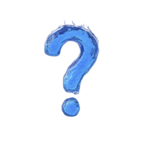 Blue water textured question mark symbol stands out against transparency background, creating striking visual effect. fluid design suggests movement and curiosity png