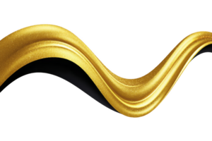 Shiny golden wave with smooth, flowing design creates luxurious and elegant visual effect. metallic texture adds sense of richness and sophistication to abstract form png