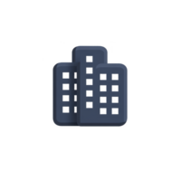 Minimalist illustration of dark blue building with multiple windows, representing urban architecture. design is simple and modern, conveying sense of city life and development png