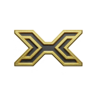 Gold and black geometric X design with metallic texture, featuring intricate patterns and modern, sleek appearance. bold and shiny finish gives it luxurious feel png