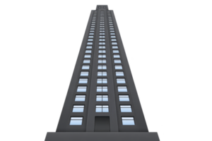 Tall, modern skyscraper with numerous windows and sleek design stands against clear sky, showcasing urban architecture. building height and symmetry create sense of grandeur png
