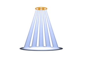 A bright spotlight shines down, creating dramatic and focused illumination transparency background. light beams converge to form circular pool of light ground, suggesting stage or performance png