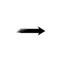 Black grunge arrow pointing to right with distressed texture, symbolizing direction or movement. arrow has rough, artistic style, adding dynamic and edgy feel png