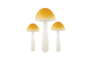 Three stylized mushrooms with white stems and orange caps are depicted against plain background, showcasing simple and clean design png