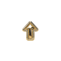 Shiny gold arrow pointing upwards on transparency background, symbolizing direction or progress. metallic finish gives it luxurious and modern appearance png