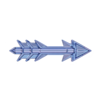 Shiny, metallic blue arrow with futuristic design and intricate details, pointing to right. arrow has sleek, reflective surface, giving it modern and dynamic appearance png