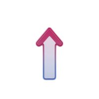 Vibrant gradient arrow pointing upwards, featuring transition from pink to blue, symbolizing direction and progress. arrow is isolated on transparency background png
