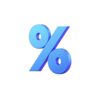 Shiny blue 3D percentage symbol stands out against plain background, representing concepts of finance, discounts, and statistics. symbol vibrant color and dimensional design add modern touch png
