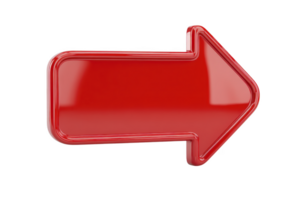Shiny red arrow pointing to right, symbolizing direction or movement. glossy finish gives it modern and sleek appearance, often used in digital interfaces or signage png