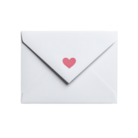 White envelope with red heart symbol on it, symbolizing love and affection, is isolated on transparency background. This simple yet meaningful design conveys message of romance and care png